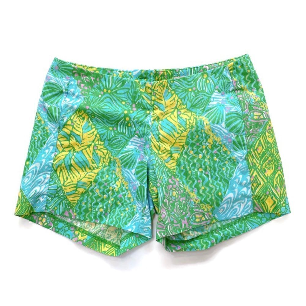 Lilly Pulitzer Deenie Shorts Blue Green Yellow Pink Floral Print 0